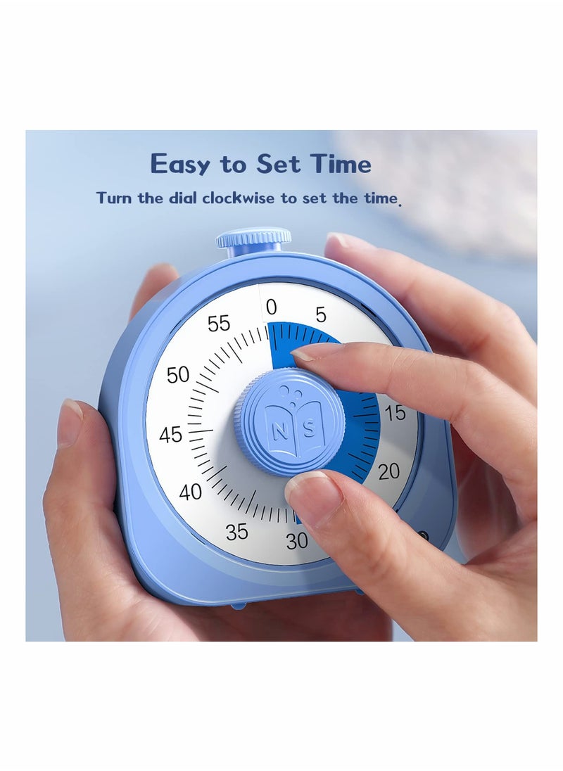 SYOSI - Timer Rechargeable 60 Minute Visual Timer Desk Countdown Time Clock for Kids and Adults, Kitchen Timer Cooking Pomodoro Timer Productivity, Time Management Tool for Teaching Classroom (Blue) - Image 1