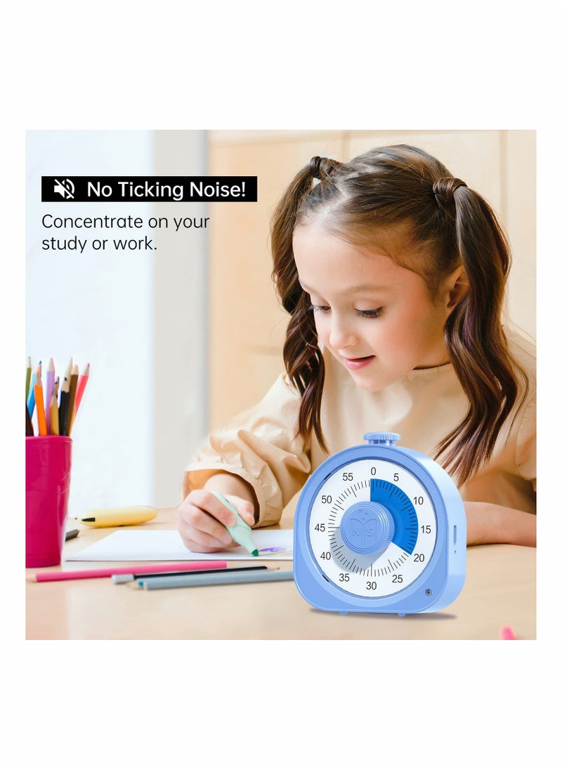 SYOSI - Timer Rechargeable 60 Minute Visual Timer Desk Countdown Time Clock for Kids and Adults, Kitchen Timer Cooking Pomodoro Timer Productivity, Time Management Tool for Teaching Classroom (Blue) - Image 1
