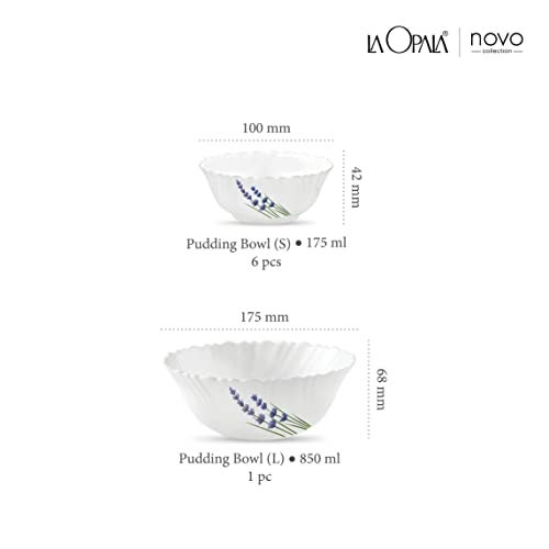 La Opala, Novo Collection, Opal Glass Pudding Set 7 Pcs, English Lavender, White,‎175 ML - Image 3