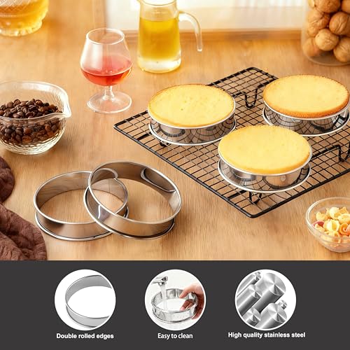 KCKHFA 5PCS Crumpet Rings, 4" Stainless Steel Egg Rings for English Muffin, Tart, Cookie, Frying Egg, Double Rolled Round Cake Mold - Image 3