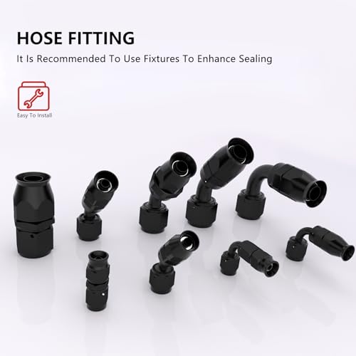 APIELE 6AN Hose End Fitting 45 Degree Aluminum Black for PTFE Hose(6AN-45 Degree-2PCS) - Image 5