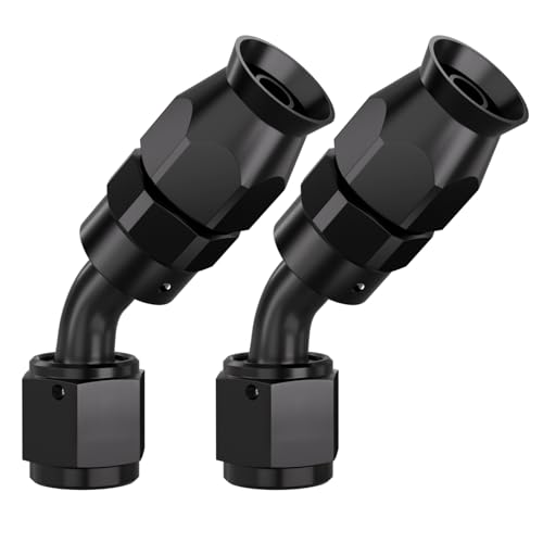 APIELE 6AN Hose End Fitting 45 Degree Aluminum Black for PTFE Hose(6AN-45 Degree-2PCS) - Image 1