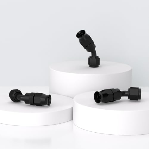 APIELE 6AN Hose End Fitting 45 Degree Aluminum Black for PTFE Hose(6AN-45 Degree-2PCS) - Image 3