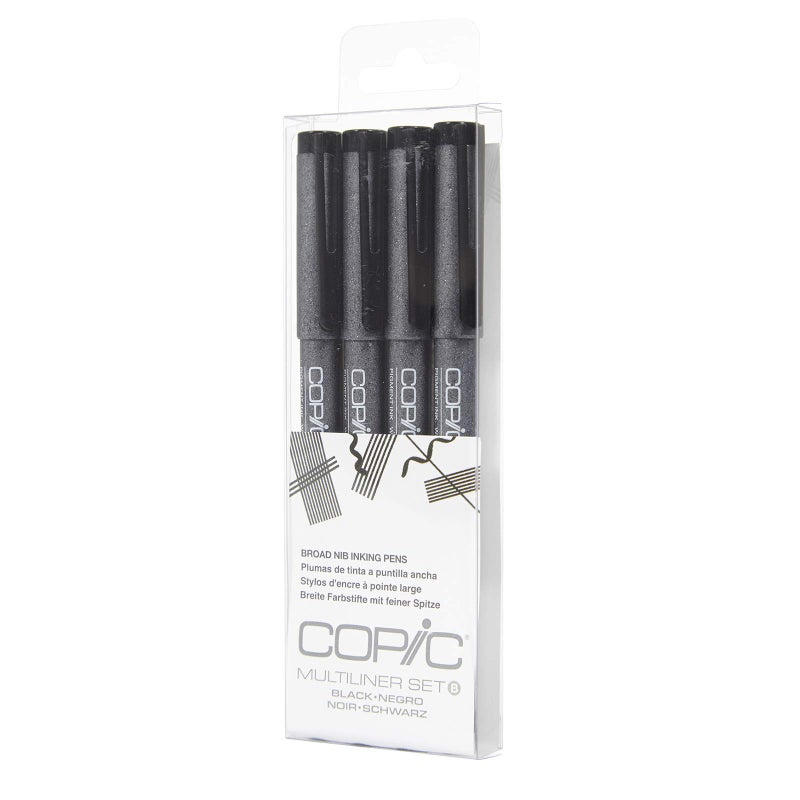 Copic Markers MLBBROAD Multiliner Broad Pigment Based Ink 4Piece Set