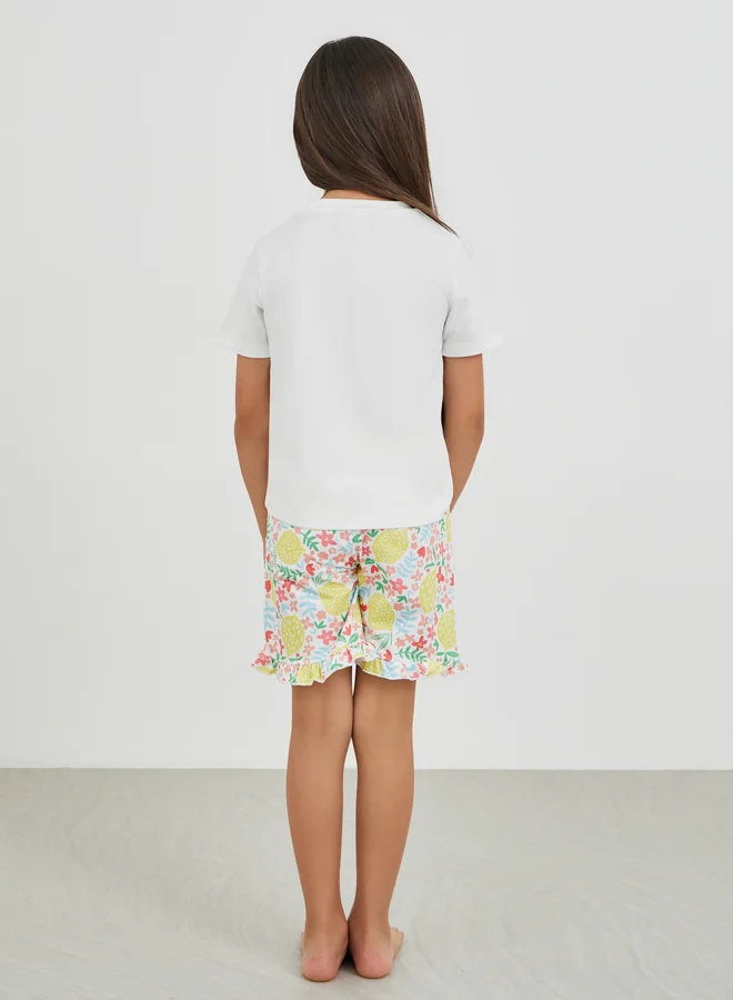 Styli Styli Graphic Print Short Sleeve T-Shirt and Shorts Pyjama Set