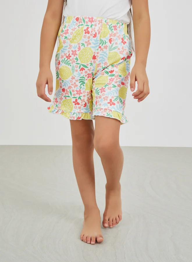 Styli Styli Graphic Print Short Sleeve T-Shirt and Shorts Pyjama Set