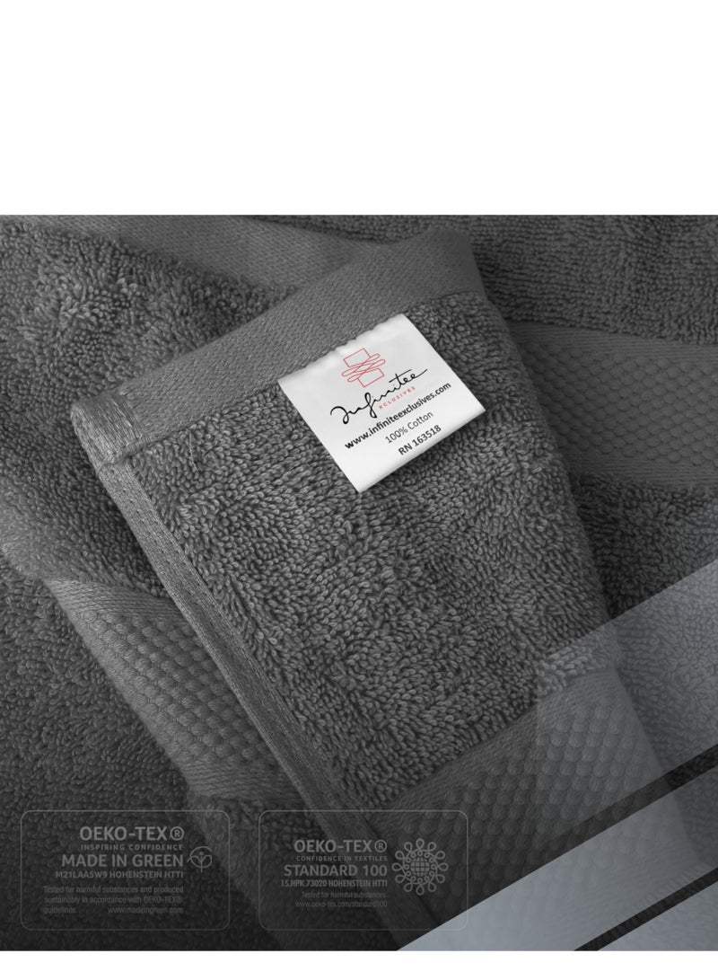 إنفينيتي اكسكلوسيفز مجموعة مناشف حمام رمادية فاخرة - [عبوة مكونة من 8] منشفتي حمام قطن 100% عالي الامتصاص ومنشفتي يد و4 مناشف - مناشف حمام فاخرة بجودة الفنادق والمنتجعات الصحية للحمام من Infinitee Xclusives - Image 3