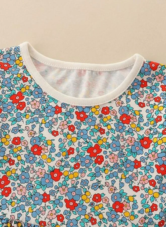 YUNIQEE Multicolour A-Line Crew Neck Printed Dress
