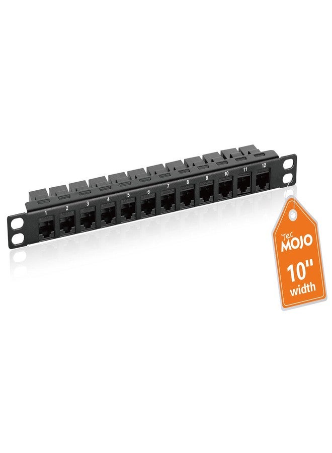 Tecmojo 12-Port Cat6 Patch Panel, 0.5U Rack Mount Modular Panel with Keystone Coupler, for 10" Server Rack & Network Cabinet, Gigabit Ethernet, Black - Image 1