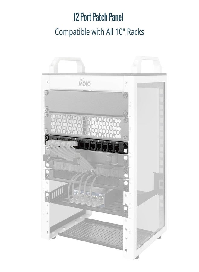 Tecmojo 12-Port Cat6 Patch Panel, 0.5U Rack Mount Modular Panel with Keystone Coupler, for 10" Server Rack & Network Cabinet, Gigabit Ethernet, Black - Image 4