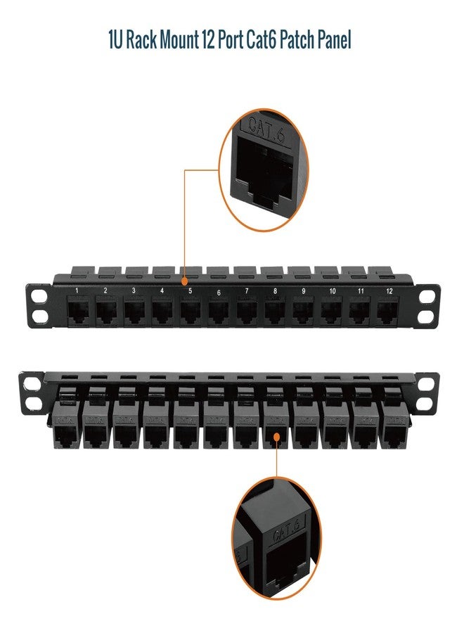 Tecmojo 12-Port Cat6 Patch Panel, 0.5U Rack Mount Modular Panel with Keystone Coupler, for 10" Server Rack & Network Cabinet, Gigabit Ethernet, Black - Image 5