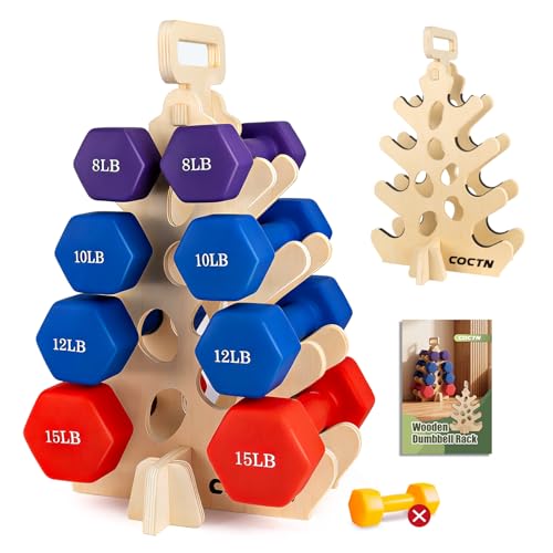 COCTN Dumbbell Rack Stand Only Wooden 4Tier Small Weight Holders for 515lbs Free Weights Women Compact AFrame Hand Weight Rack for Home Gym Space Saving Dumbbells Not Included - Image 1