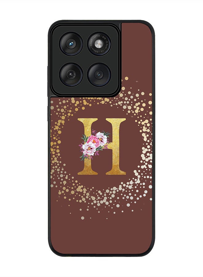 Stylizedd For Motorola MOTO Edge 60 Fusion/ Edge 60 Case,Slim fit Camera Protection, Shockproof Thin Phone cover  - Custom Monogram Floral - H  (Brown ) - Image 1