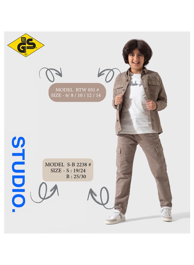 قميص جاباردين خريفي للأولاد مع تيشيرت قطني بأكمام طويلة