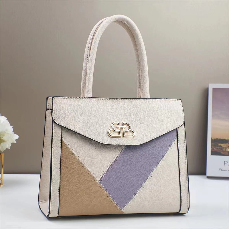 New Multi-Layer Stitching Contrast Color Handbag All-Match Fashionable Women'S Bag High-End Sense Large Capacity Shoulder Bag - Image 4