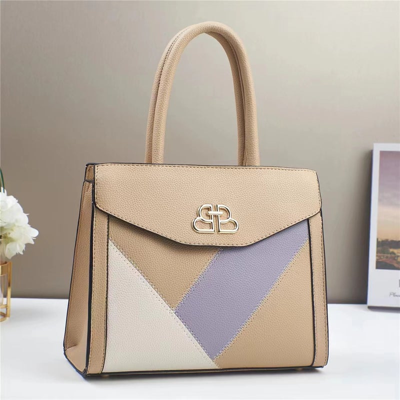 New Multi-Layer Stitching Contrast Color Handbag All-Match Fashionable Women'S Bag High-End Sense Large Capacity Shoulder Bag - Image 1