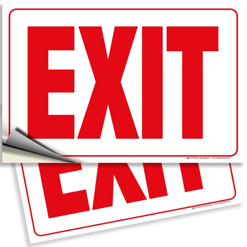 iSYFIX iSYFIX Exit Signs Stickers  2 Pack 10x7 Inch  Premium SelfAdhesive Vinyl Laminated for Ultimate UV Weather Scratch Water and Fade Resistance for Office Buildings Workplace Indoor  Outdoor 
