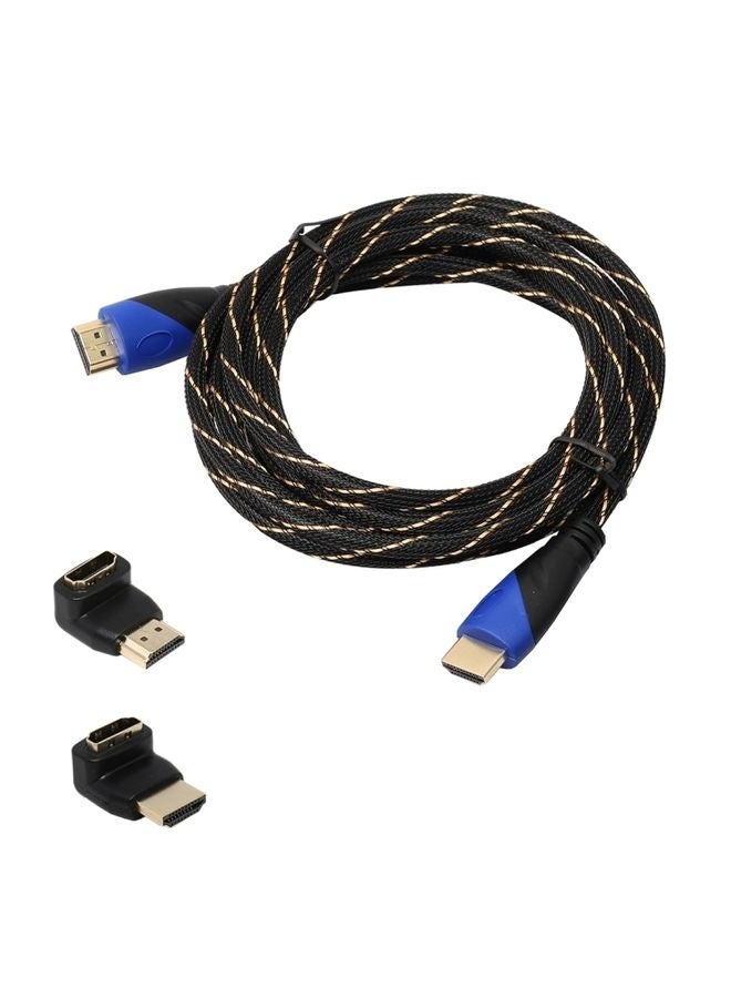 3m HDMI 1.4 Version 1080P Woven Net Line Blue Black Head HDMI Male to HDMI Male Audio Video Connector Adapter Cable with 2 Bending HDMI Adapter Set - Image 2