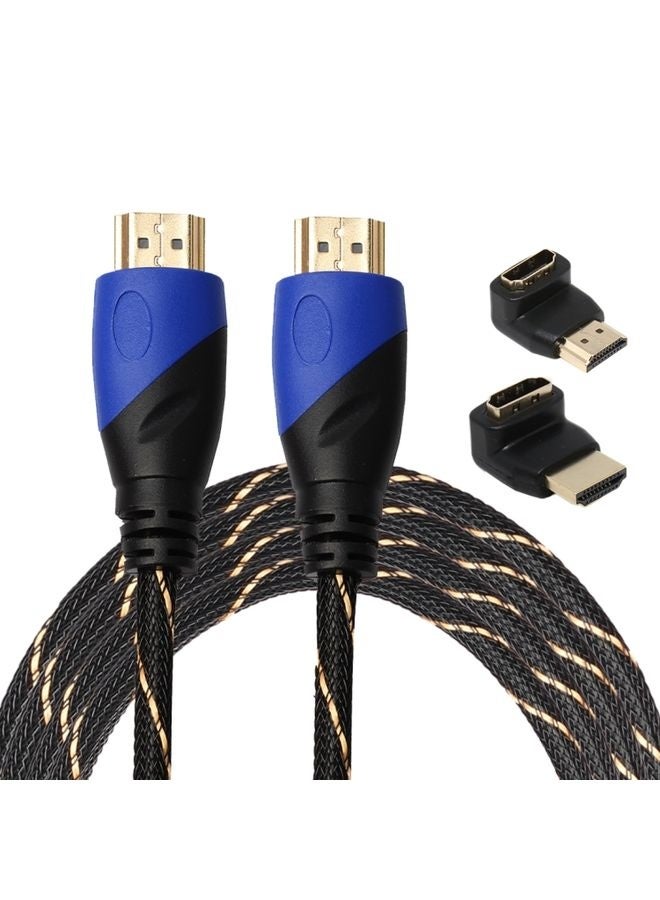 3m HDMI 1.4 Version 1080P Woven Net Line Blue Black Head HDMI Male to HDMI Male Audio Video Connector Adapter Cable with 2 Bending HDMI Adapter Set - Image 1