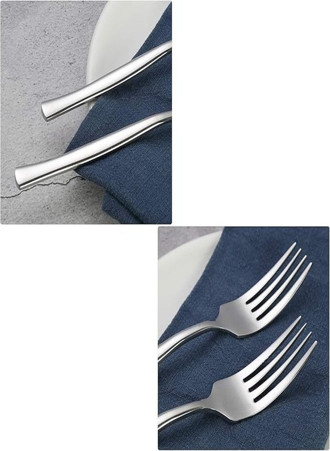 FIKKANI Cake Forks|Stainless Steel Forks Set| Dishwasher Safe|Starter Dessert and Dinner for Home Kitchen & Restaurant|Silver (4) - Image 2