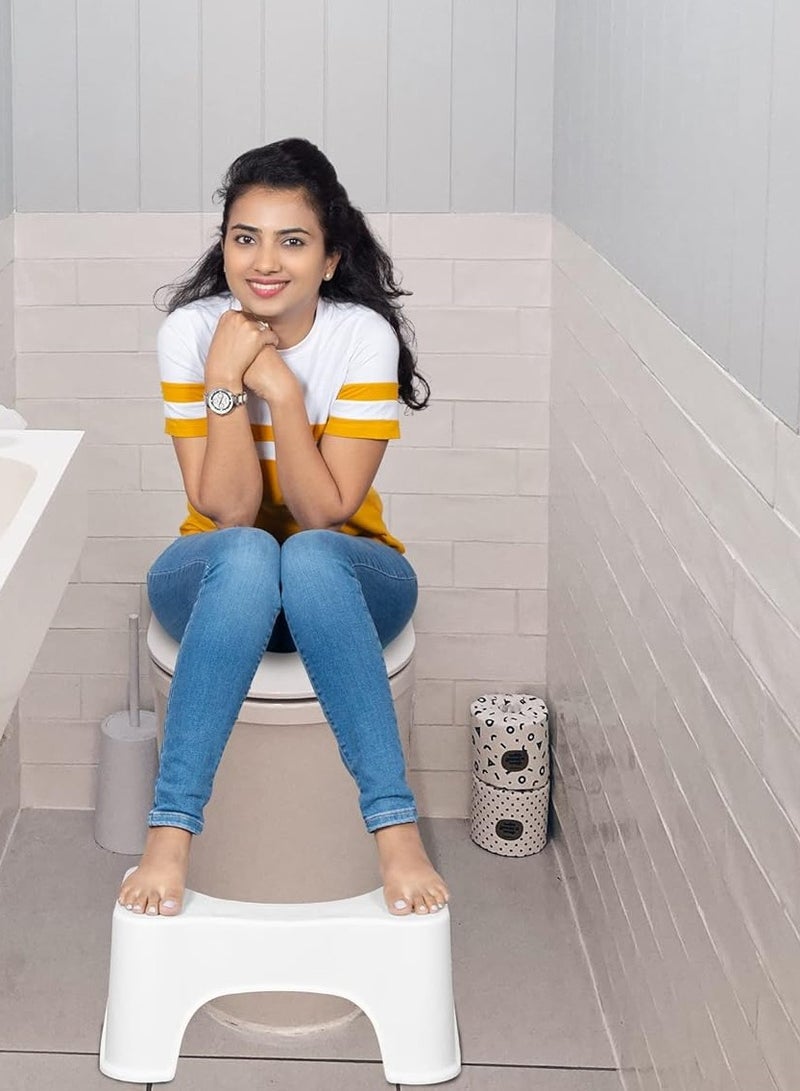 ELTRAZONE Squat Toilet Seat Leg Stool 8 Inch (White) – Comfortable, Sturdy Foot Step for Western Toilets – Portable and Ergonomic Footrest for Potty – Made in India  - Image 4