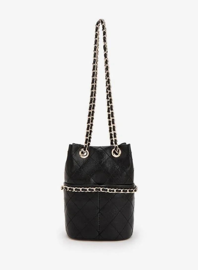 Celeste BLACK Quilted Bucket Bag With Chain Strap for Women | Best Price UAE