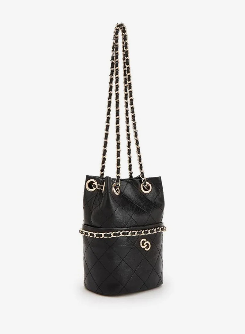 Celeste BLACK Quilted Bucket Bag With Chain Strap for Women | Best Price UAE