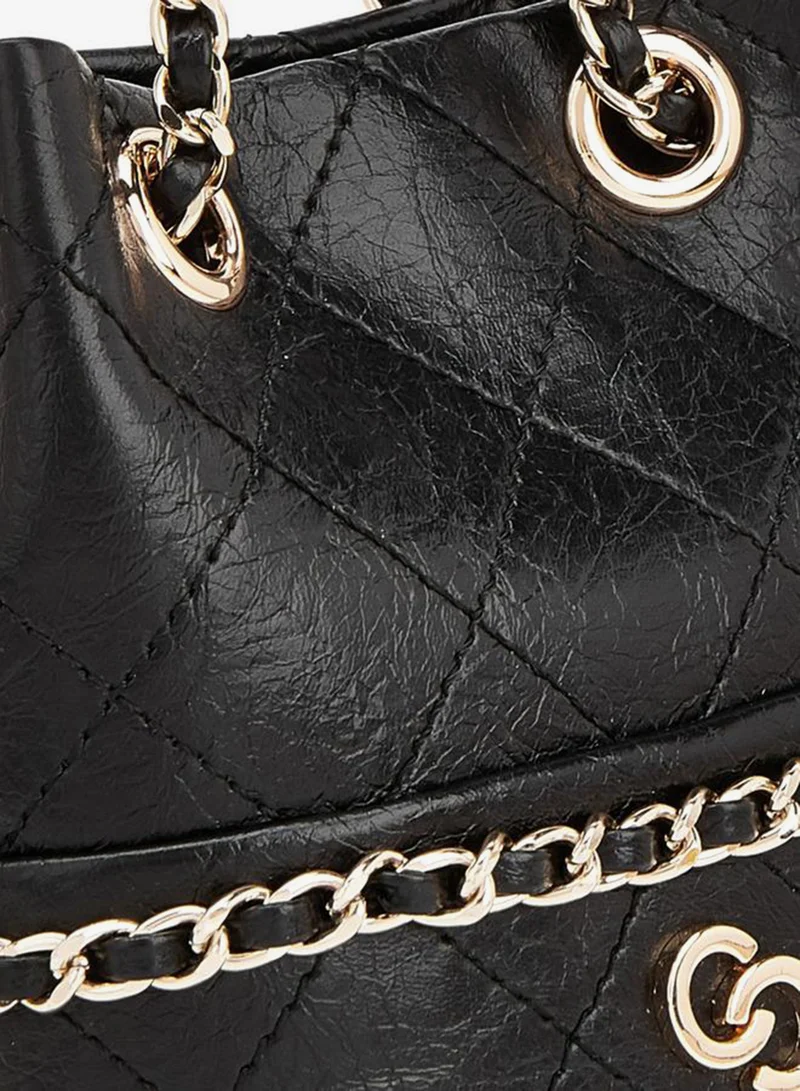 Celeste BLACK Quilted Bucket Bag With Chain Strap for Women | Best Price UAE