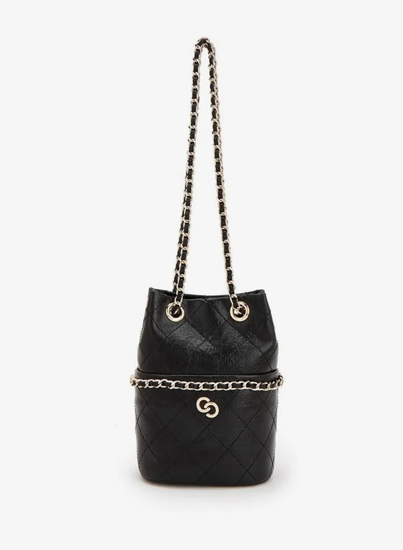 Quilted Bucket Bag With Chain Strap