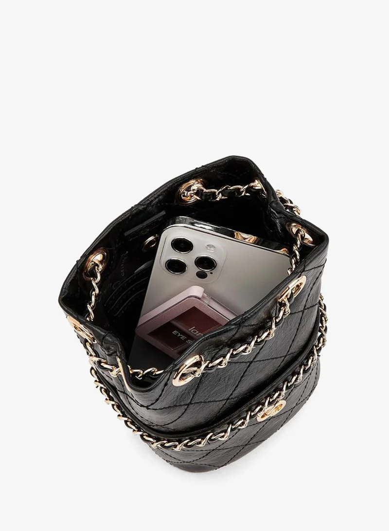 Celeste BLACK Quilted Bucket Bag With Chain Strap for Women | Best Price UAE
