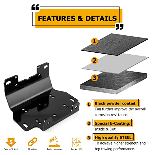 WeiSen Winch Mount Plate Bracket Compatible with Yamaha Grizzly 700 Kodiak 700 2016-2025 - Image 2
