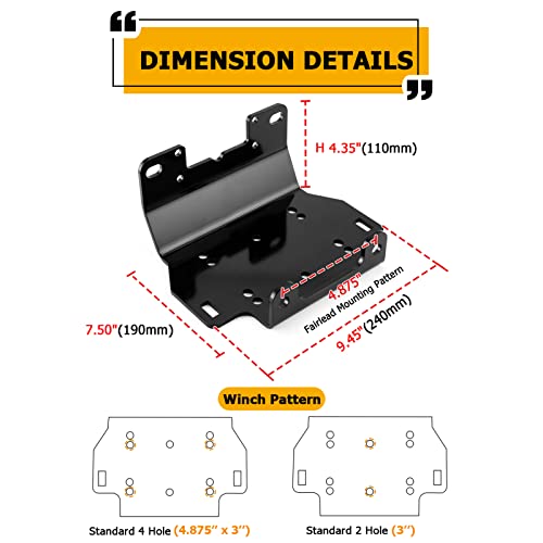 WeiSen Winch Mount Plate Bracket Compatible with Yamaha Grizzly 700 Kodiak 700 2016-2025 - Image 3