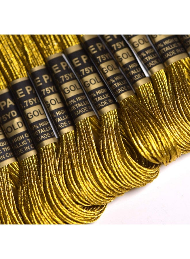 LE PAON 24 Skeins Metallic Embroidery Thread -Cross Stitch Threads - Friendship Bracelets string - Crafts Floss Gold and Sliver  - Image 3