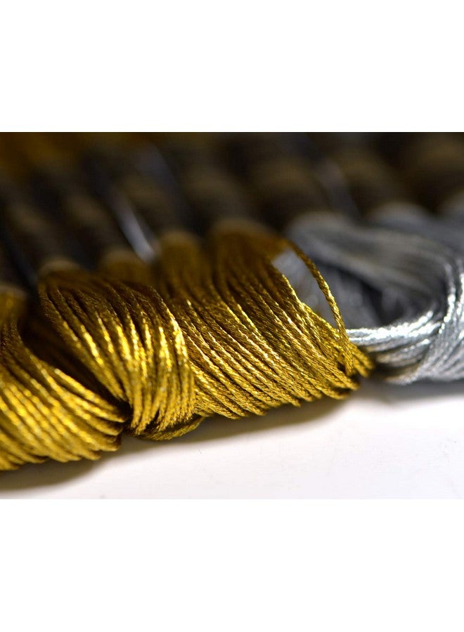 LE PAON 24 Skeins Metallic Embroidery Thread -Cross Stitch Threads - Friendship Bracelets string - Crafts Floss Gold and Sliver  - Image 2
