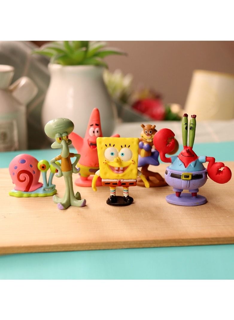 SpongeBob SquarePants Collectible Figure For Kids 6 Pcs Set 5x3.5 cm  - Image 1