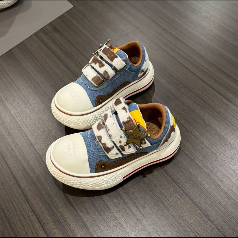 Hello Kitty Mickey Black Big-Toe Shoes Thick-Soled Heightening Denim Canvas Shoes Couple Casual Shoes Co-Branded Men'S Shoes - Image 3