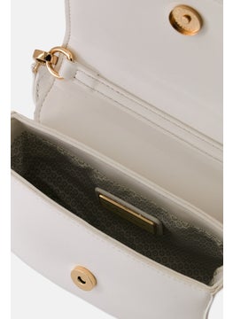 Moda Luxe Women Solid Cross Body Bag 14 H x 17 L x 6 W cm, White  - Image 4