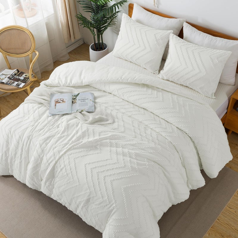 Litanika Litanika Ivory Full Comforter Sets  Lightweight Fluffy Bedding Comforter Sets for Bed  3 Pieces Down Alternative Comforter Bed Set Gift Choice (79x90Inches  1 Comforter and 2 Pillow Shams)  - Image 4