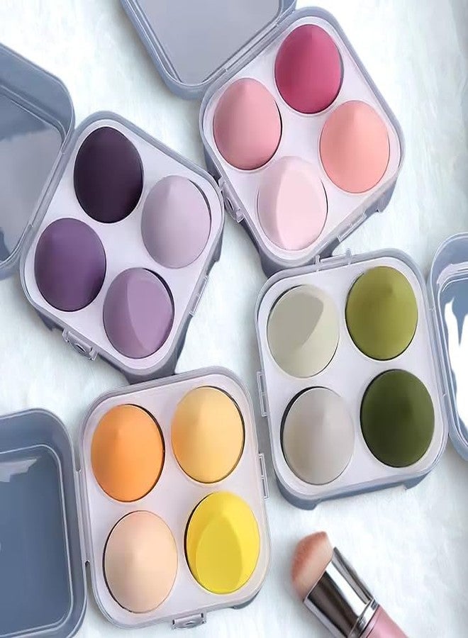 Ruby Face Rubyface Makeup Sponge Set Beauty Blender with Egg Case, Soft Sponge For Liquid Foundation, Creams, and Powders Latex Free Wet and Dry Makeup Multicolored, 4 Pcs - Image 1