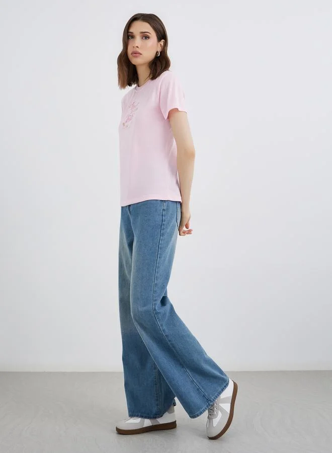 Take Two Take Two Slogan Print Regular Fit T-Shirt