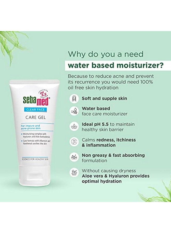 Sebamed Clear Face Care Gel 50Ml;Ph 5.5;Acne Prone Skin;Hyaluron & Aloe Vera;Water Based Moisturiser - Image 3
