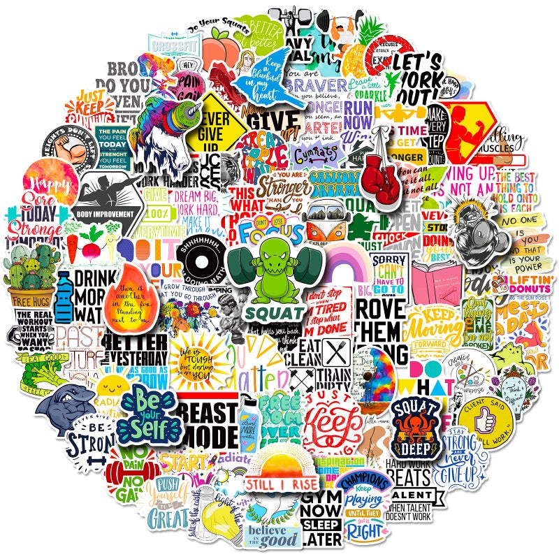 200Pcs Workout Stickers Gym Inspirational Stickers for Laptop Water Bottles Luggage Computer Fitness Decal for Teens and Adults