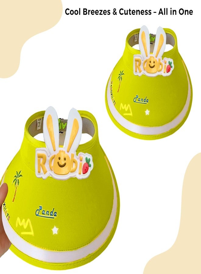 بيمبيكا قبعة قطنية للأطفال من بيمبيكا مع عمامة آمنة ومريحة للأطفال - (أرنب قوس قزح - أصفر) - Image 2