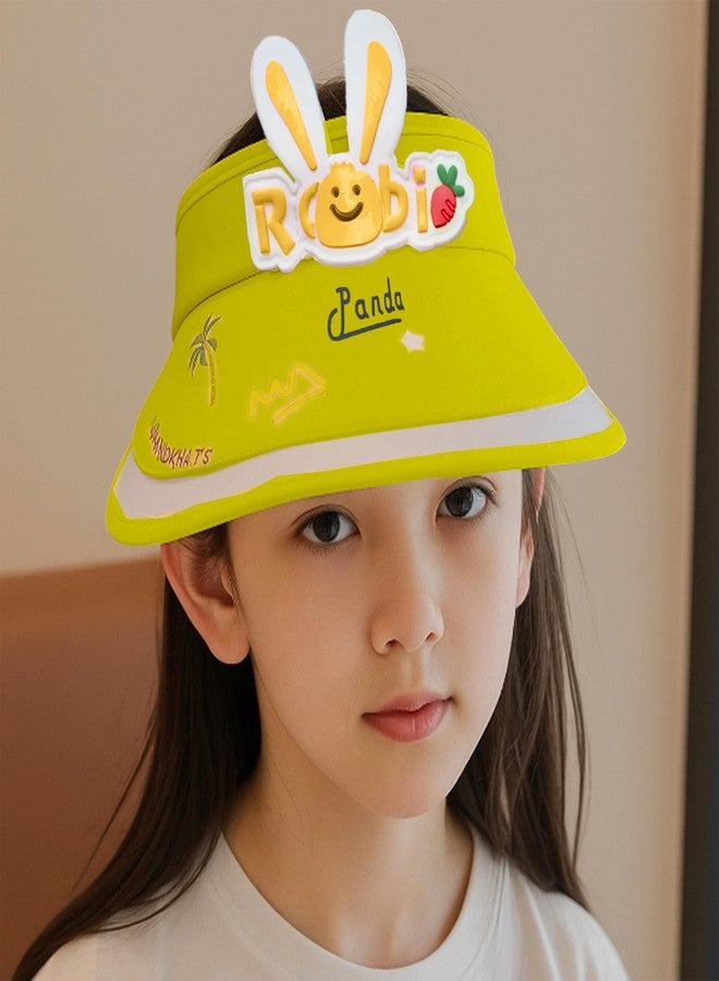 بيمبيكا قبعة قطنية للأطفال من بيمبيكا مع عمامة آمنة ومريحة للأطفال - (أرنب قوس قزح - أصفر) - Image 1
