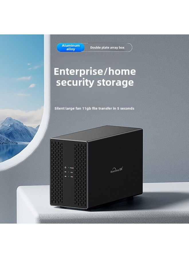 موضع محرك مزدوج معدني USB3.0 SATA صندوق القرص الصلب المحمول صفيف RAID لسطح المكتب ثنائي فتحة القرص غلاف RAID سبائك الألومنيوم اللون: قرص مزدوج 【صفيف RAID】 منفذ C (معيار GB/US) - Image 1