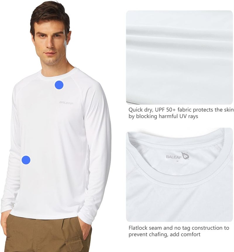 Baleaf Men's Sun Protection Shirts UV SPF UPF 50+ Long Sleeve Rash Guard Fishing Running Quick Dry Lightweight - Image 4