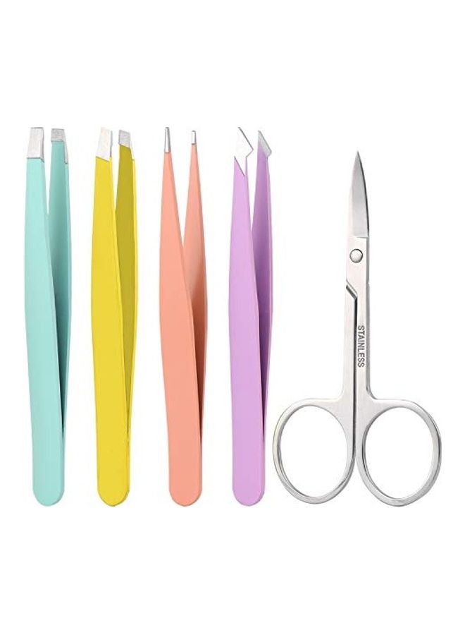 4-Piece Eyebrow Tweezer With Scissors Set Multicolour - Image 1