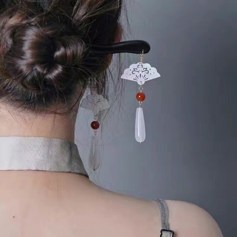 Generic Elegant Tassel Hairpin with Traditional Chinese Style Chinese Fan Hairpin 