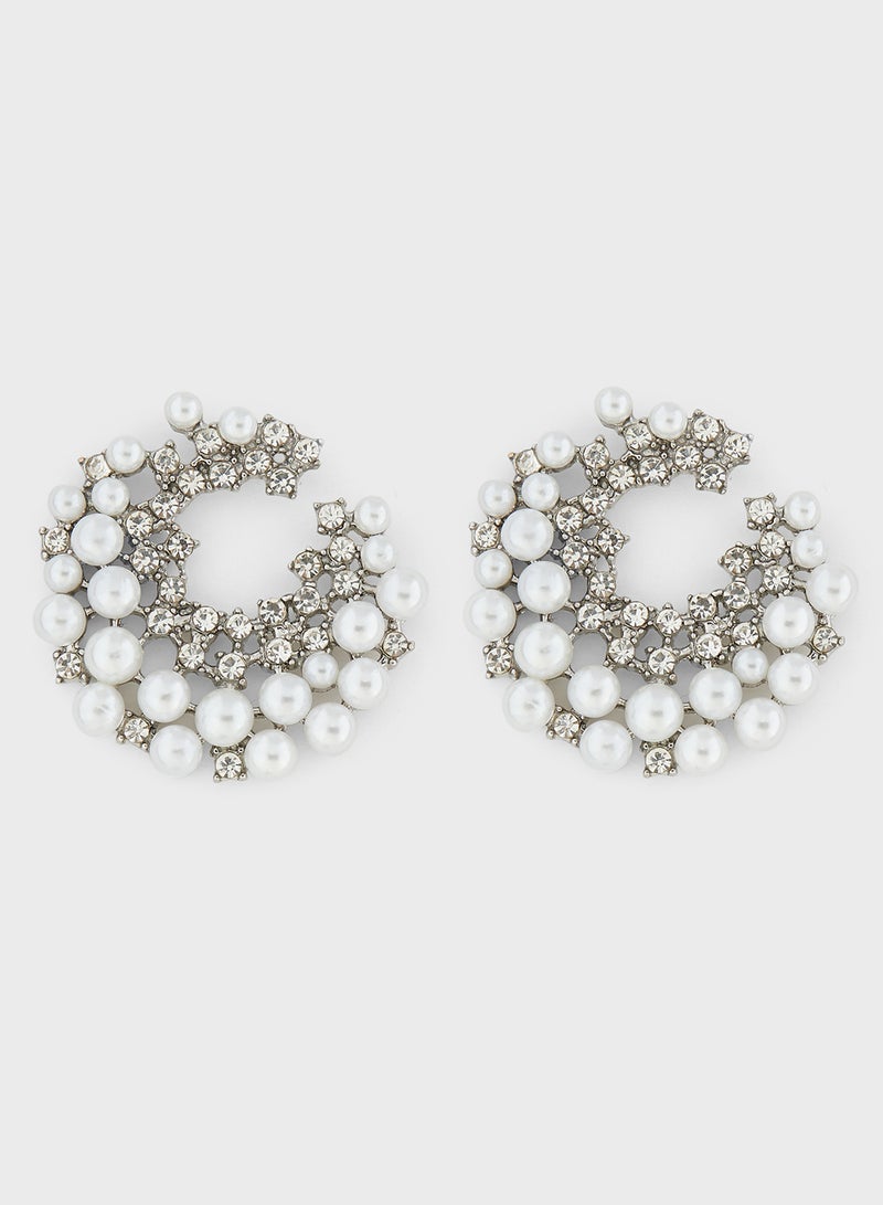 Ella Limited Edition Pearl Diamante Stud Earrings - Image 1