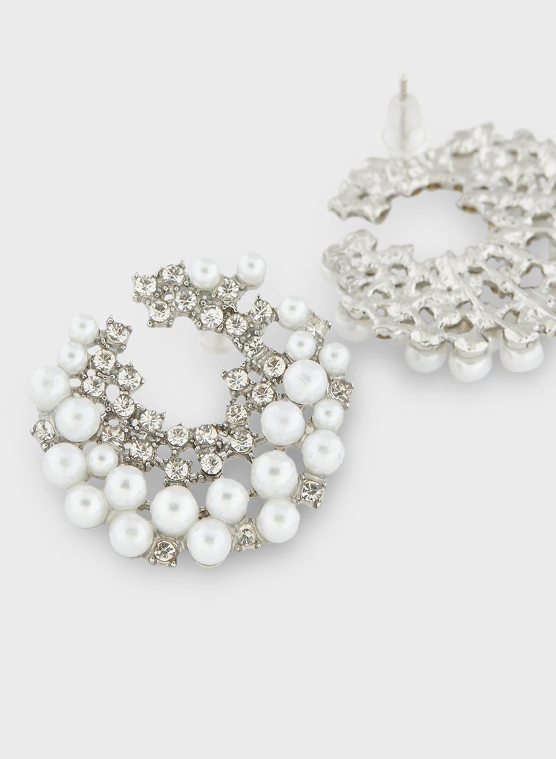 Ella Limited Edition Pearl Diamante Stud Earrings - Image 2